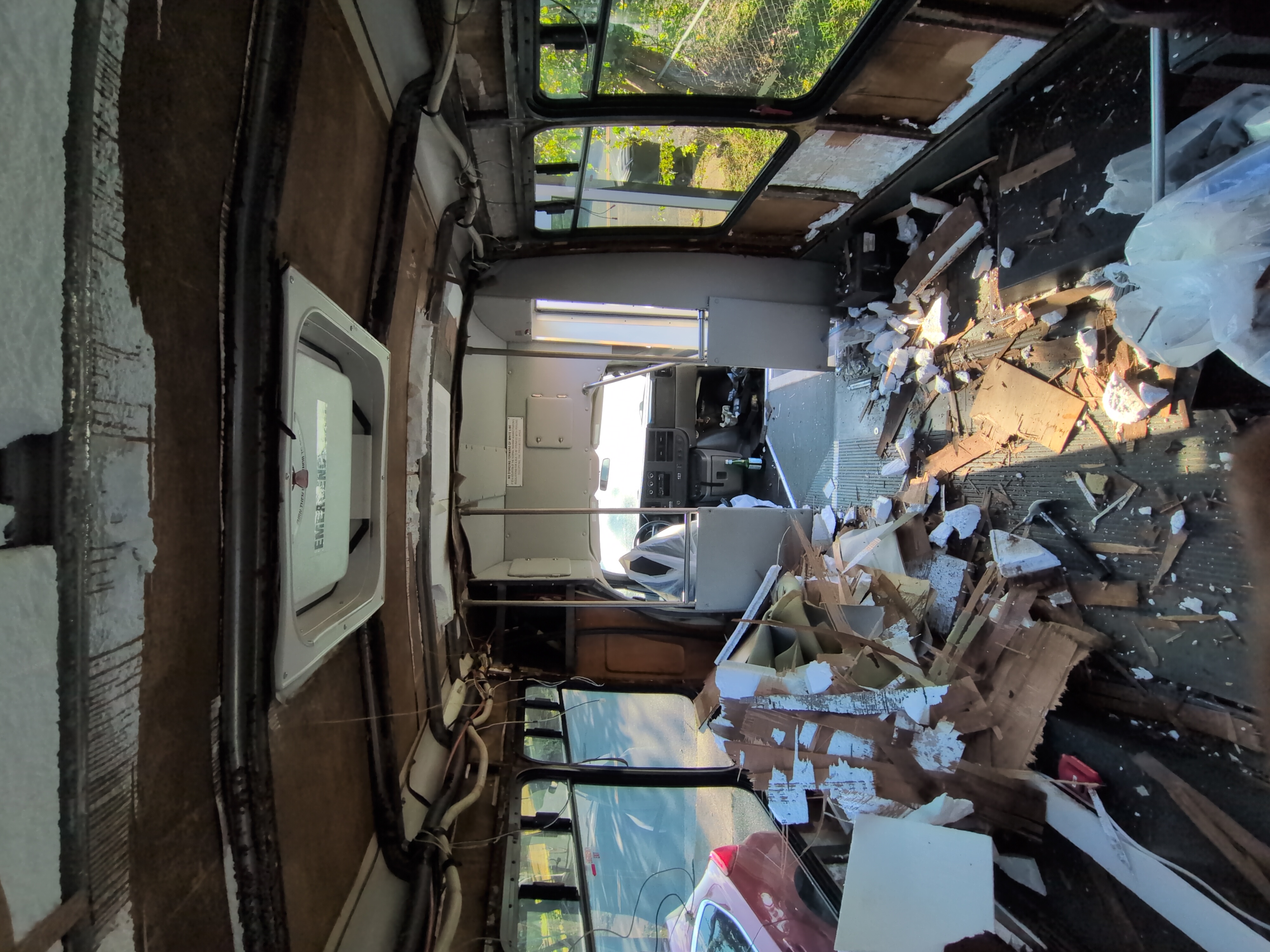 Panels and insulation stripped